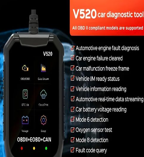 Professional OBD2 Diagnostic Scanner Tool, USB-Powered Engine Fault Detector,