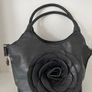 Handbag dressy occasional crossbody bag. Black Medium Size hand bag With Large Flora Feature . Detachable strap. Excellent Condition. Bought In Toulouse. Image 4