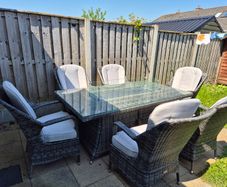 Rattan Rectangle Table with Firepit With 6 Chairs