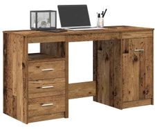 Desk with Cabinet Old Wood Engineered Wood