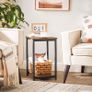 Side Table Bedside Table 2 Tiers Bedroom Steel Frame Living Room Bedroom Industrial Style Vintage Brown Black Image 4