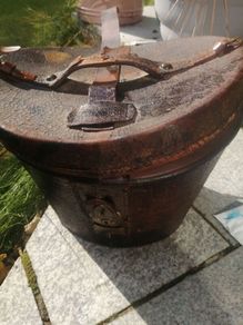 Antique leather hat box