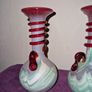 1960's pair Spanish Lafiore Scavo glass vases Image 4