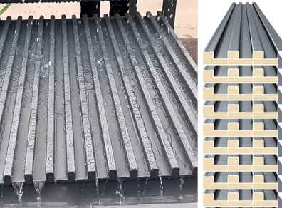 Roofing Sheets 10 Pcs Waterproof Corrugated Roofing Panels, 10 12 16 Ft Long Side Panel Roofing Tiles, Cladding Metal Windproof Board for Pergola Garages Shed(L-4.9m/16ft)