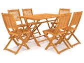 7 Piece Folding Garden Dining Set Solid Acacia Wood