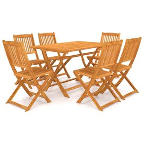 7 Piece Folding Garden Dining Set Solid Acacia Wood
