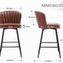 Set of 2 Bar Stools with Black Metal Legs, PU Leather Brown Image 2
