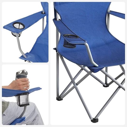 NEW SALE | Set of 2 Folding Camping Chairs, Comfortable, Heavy Duty Structure, Max. Load Capacity 150 kg, with Cup Holder, Outdoor Chair