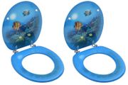 WC Toilet Seats with Lid 2 pcs MDF Deep Sea Design