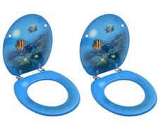 WC Toilet Seats with Lid 2 pcs MDF Deep Sea Design