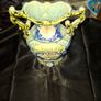 Antique Majolica Vase featuring ornate double handles, Postage Available Image 2