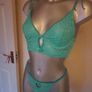 Brand new Kaixi Sample celadon lace bralette and thongs set size S cup 34 B Postage included Image 2