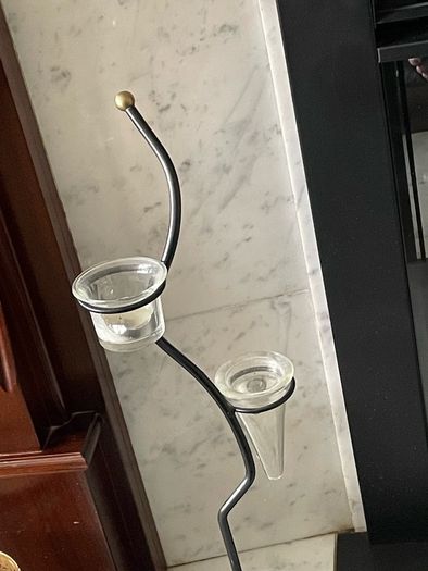 Black metal two glass tea light candle holder