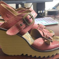 Fly London Red Wedge Sandals (Size 6)