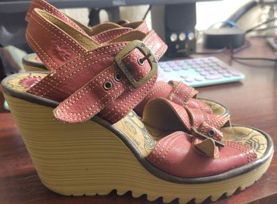 Fly London Red Wedge Sandals (Size 6)