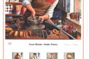 1987 Great Britain Limited Edition Lithographed Print measuring 333mm X 257mm showing studio Pottery Commemorative stamps with First Day of Issue Cancel