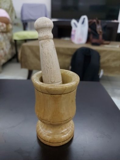 Natural Wood Wooden Mortar And Pestle Set
