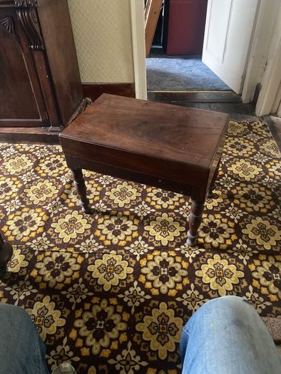 Victorian mahogany bidet baby bath stool table with ceramic liner & cover