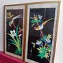 A Pair of mid century painted silk panels Image 2