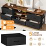 TV Stand Cabinet, TV Unit TV Console Table with 5 Drawers Storage Organizers, Entertainment Center with Open Shelf for Living Room, Bedroom (Black) Image 6