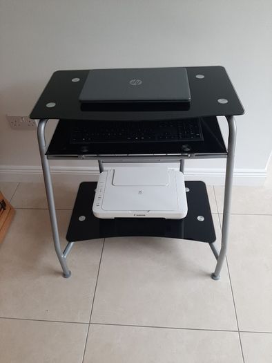 Black Glass Console Desk