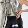 River Island metalic Gold One-Shoulder Top Image 2