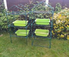 2 x garden shelving units and 4 Ikea Trofast boxes