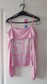 Pink off shoulder top fits 6/8/10