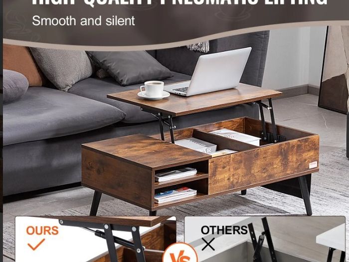 Lift-Top Coffee Table with Hidden Storage