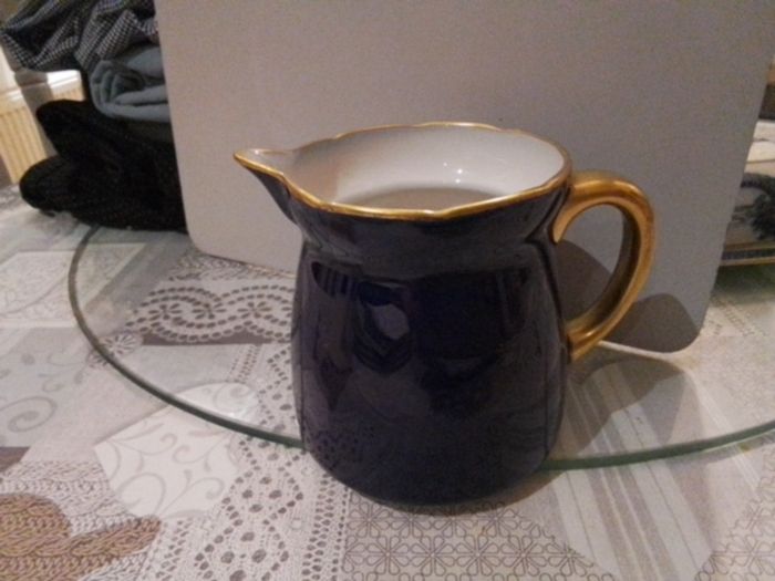 French Limoges Aluminite Cobalt Blue Jug