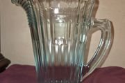 Art Deco Turquoise Aqua Pressed Glass Pitcher
