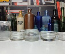 214 - Set of 5 Vintage Clear Glass Decorative Collectible Jars Ramekins