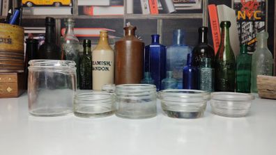 214 - Set of 5 Vintage Clear Glass Decorative Collectible Jars Ramekins