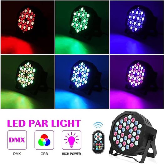 36 RGB LED Sound Activated Disco Lights, 72W Par Light Strobe Lights with Remote Control 7 Modes Disco Light DJ Light for Indoor Outdoor Party Wedding Club Bars Show Halloween Light (FREE SHIPPING)