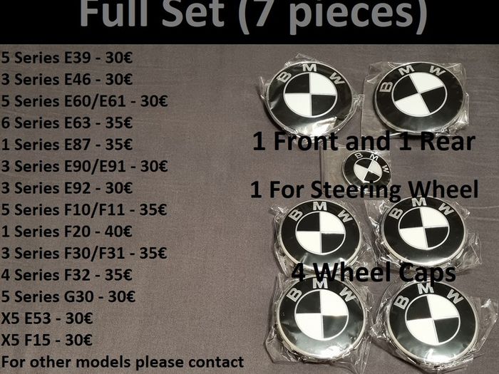 BMW Bonnet and Boot Badges ,Wheel Centre Caps , Steering Wheel Badges