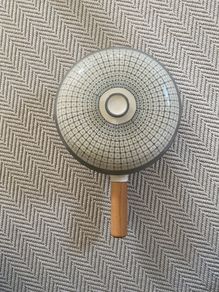 vintage Bloomingville "Carla" collection ceramic serving bowl/saucepan with a rubberwood handle