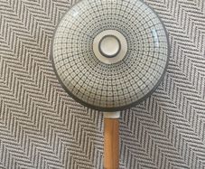 vintage Bloomingville "Carla" collection ceramic serving bowl/saucepan with a rubberwood handle