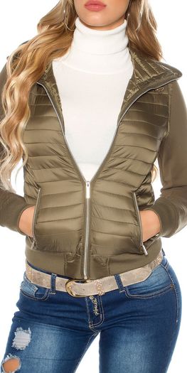 hooded_quilted_jacket size 12-14 khaki