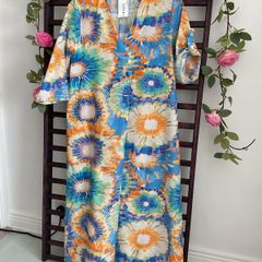 dress 100% cotton dress one-size multi colour summer