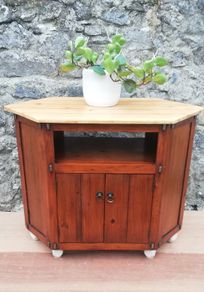 Vintage solid wood TV unit newly restyled
