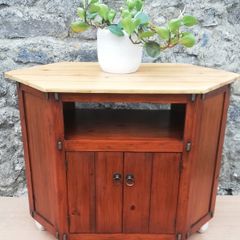 Vintage solid wood TV unit newly restyled