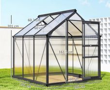 New.  6 x 6ft Polycarbonate Greenhouse, Large Walk-In Green House with Slide Door and Window (Free Delivery)