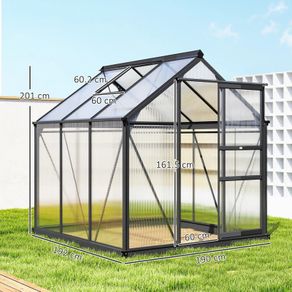 New.  6 x 6ft Polycarbonate Greenhouse, Large Walk-In Green House with Slide Door and Window (Free Delivery)