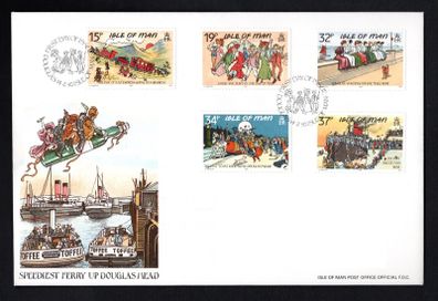 1990 Isle of Man Edwardian Postcards Commemorative Stamps Addressed First Day Cover (FDC)