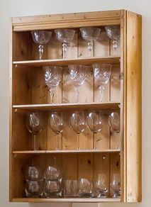 Wooden open shelving unit/glasses display.