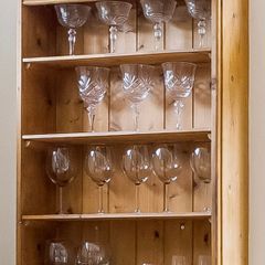Wooden open shelving unit/glasses display.