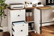 File Cabinet, Wooden Filing Cabinet with 2 Lockable Drawers, Under Desk drawers for Letter/A4 Size, Home Office Drawer with Adjustable Shelf &amp;1 Large Cupboard, Printer Stand, White