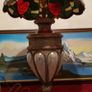 Vintage 34 Inches Tall Large Art Deco Bronze / Copper And Caged Glass Tiffany Lamp With 18.75 Inch Diameter Stained Glass Shade Image 9