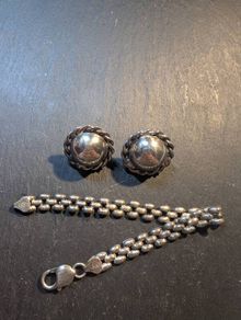 Solid silver set: earrings and bracelet