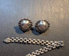 Solid silver set: earrings and bracelet